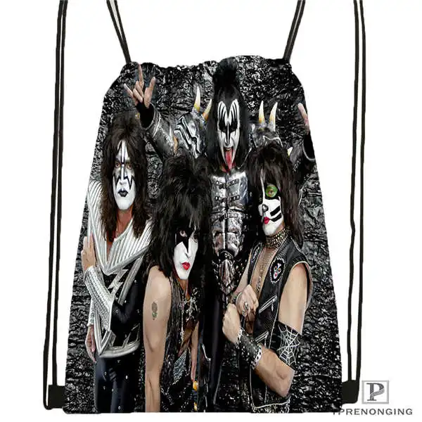 

Custom KISS-Monster- Drawstring Backpack Bag Cute Daypack Kids Satchel (Black Back) 31x40cm#20180611-02-68