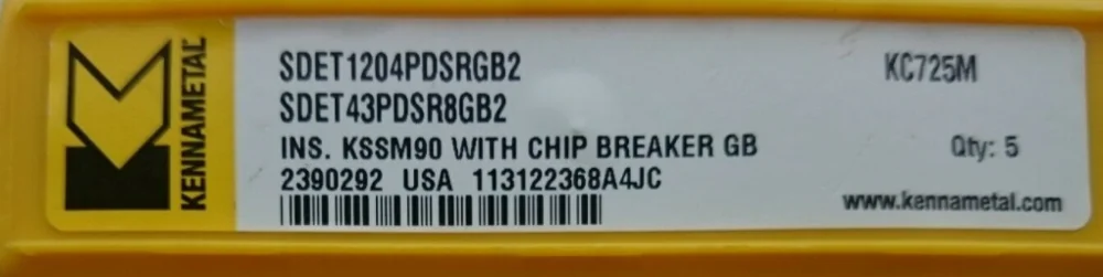 10 шт. KENNAMETAL твердосплавная вставка SDET1204PDSRGB2 KC725M
