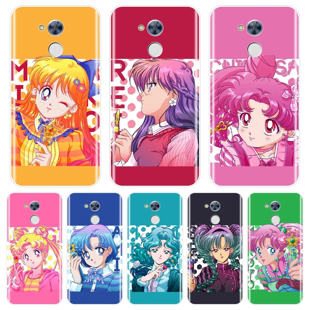 

Soft Silicone Phone Case For Huawei Honor 4X 5A 5X 6 6X Sailor Moon Pink Girl Yellow Back Cover For Huawei Honor 6A 4C 5C 6C Pro