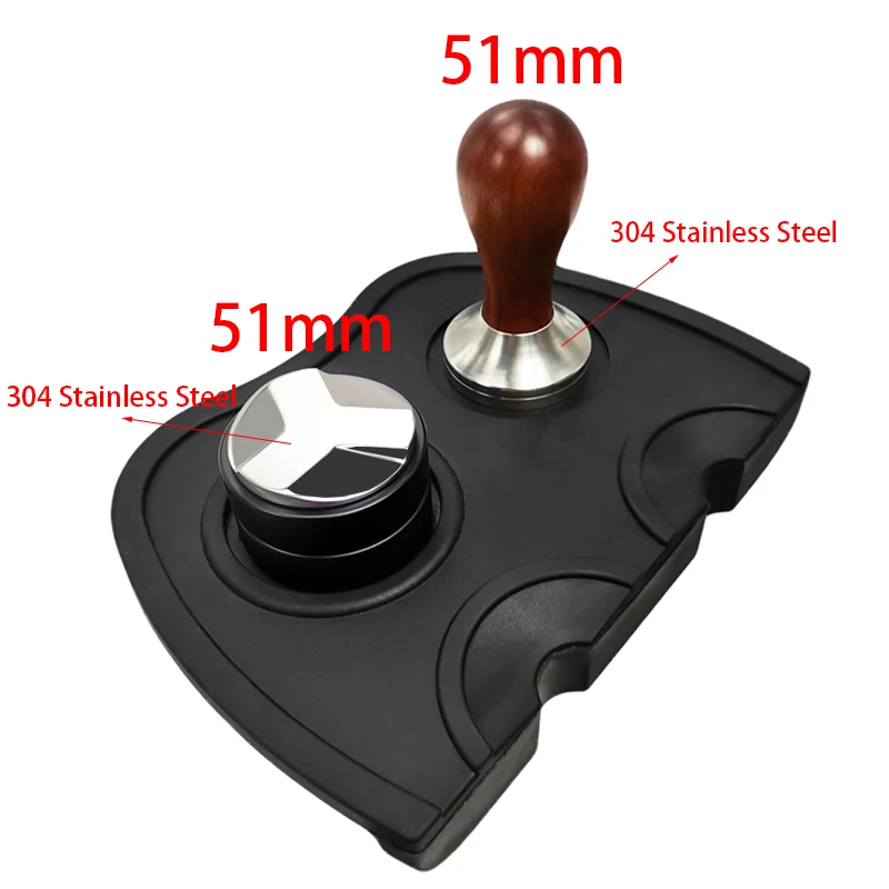 51mm 304 Stainless Steel 3 Angle Coffee Tamper and Flat Coffee Tampers With Double Coffee Mat