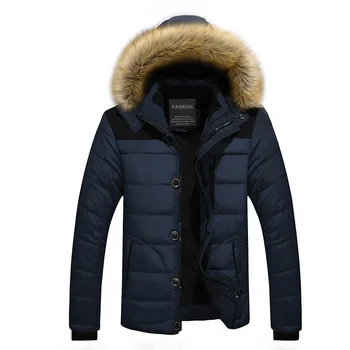 

Fleece Parker Coats Winter Men's Thicken Men's Hooded Fur Collar Coat Warm Thicken Jaqueta Masculina Coat Windproof Jacket