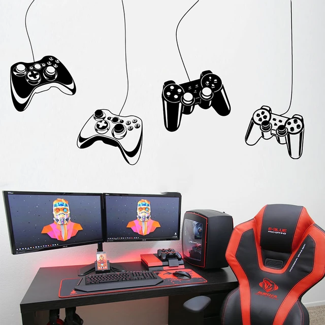 Vinyl Wall Decal Playroom Computer Zone Gaming Joystick Stickers