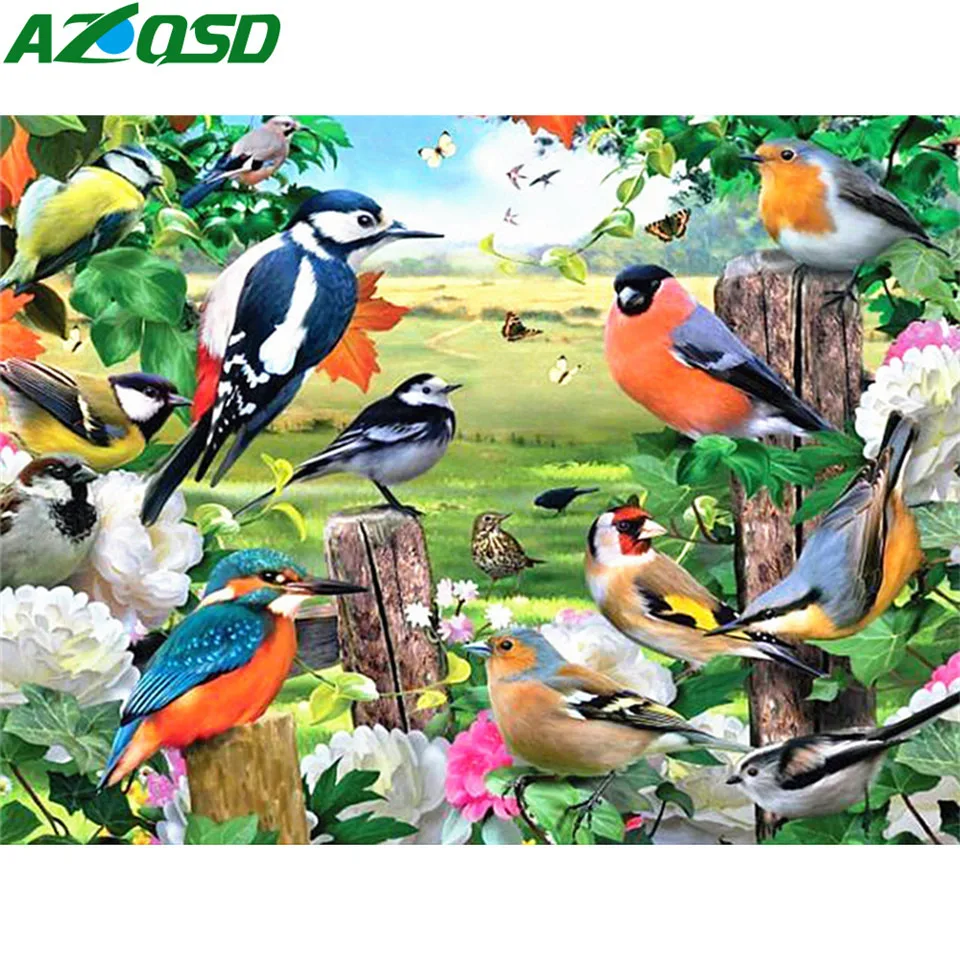 

AZQSD Diamond Painting 5d Birds Embroidery Animal Mosaic Rhinestones Pictures Full Display Handmade Wall Arts Gift Handmade