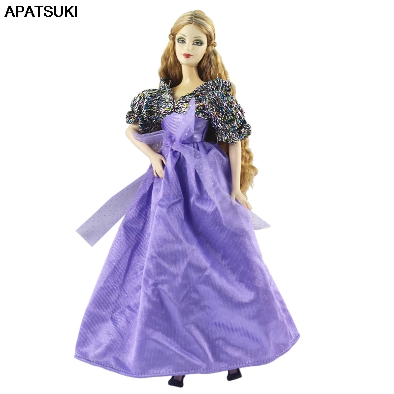 

Purple Bow Evening Party Dresses for Barbie Dolls Outfits Wedding Dress Clothing for 1/6 BJD Dolls Clothes Dollhouse Kids Toy