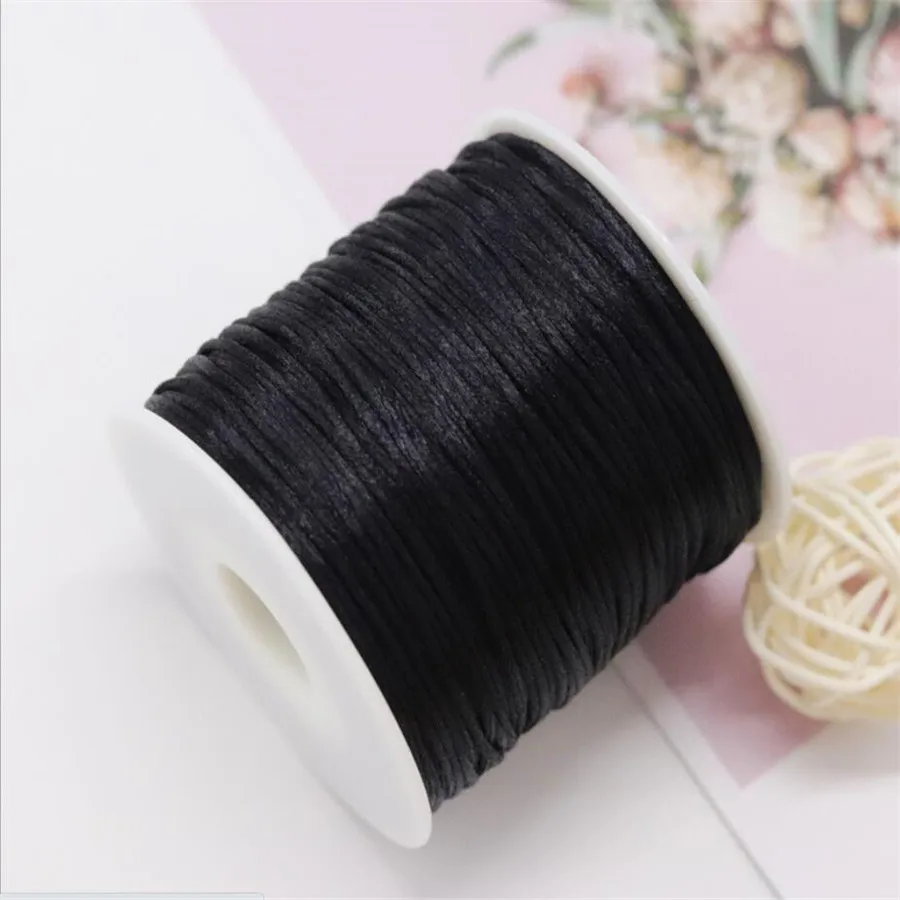 1MM Black Nylon Chinese Satin Silk Knot Cord Rattail Thread Necklace  Macrame String Jewelry Findings Beading Rope #900