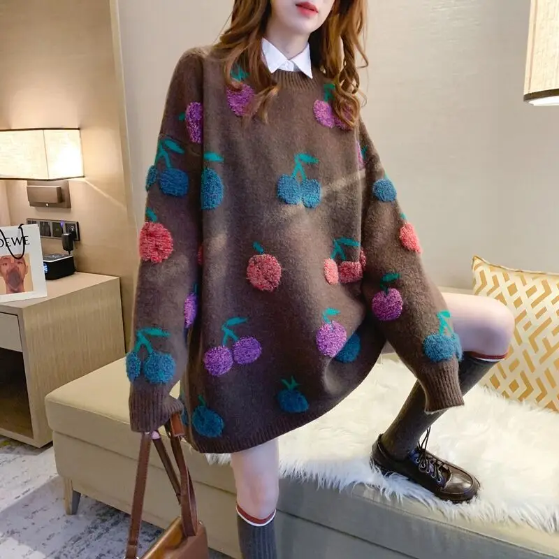 2020 Autumn Womens Long Sweater Half-Turtleneck Knitted Pullover Thicken Elegant Beading Fur Sleeve Jumper Sueter Mujer Invierno