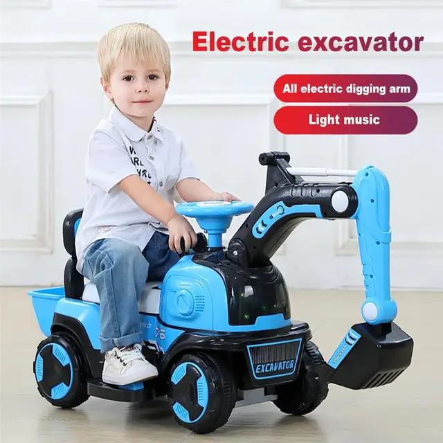 Children'S Electric Excavator Sliding Toy Car With Music Light Optical Walker 2-6 Year Old Kids Ride-On Toy Child Tricycle Gift 1