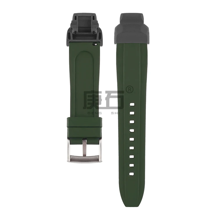 Fluorine Rubber Watch band Strap with Adapters Connector for Casio GBD H1000