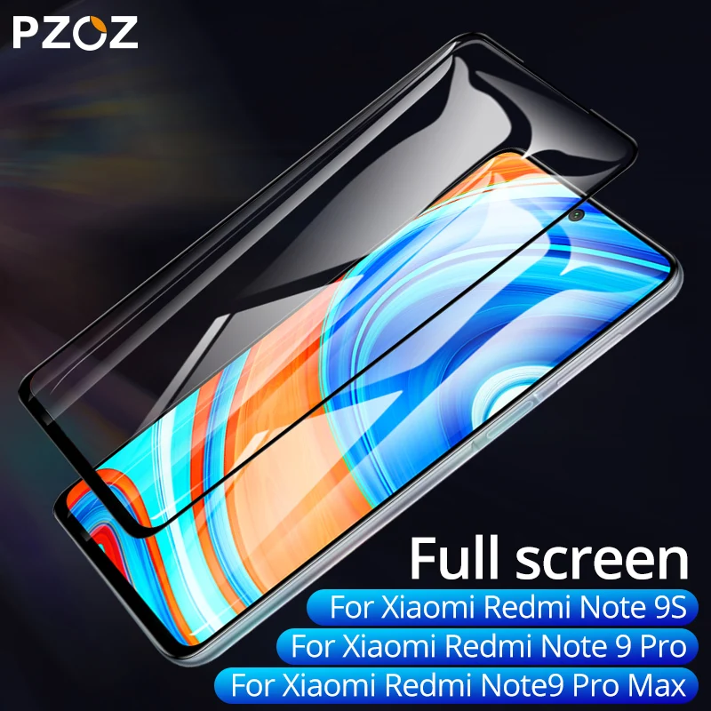 Защитное стекло PZOZ закаленное с полным покрытием для Xiaomi Redmi Note 9S 9 Pro Max | Мобильные