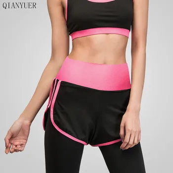 

2020 New Spring fitness Clothes Sports Running Clothes Ladies Casual Plus Size Stretch Fake two pieces of sports shorts