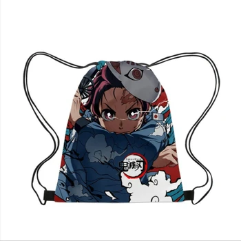 

3D Drawstring Bag Ghost Blade Print Drawstring Rucksack Shoulder Drawstring Bags Travel Pouch Storage Clothes Shoes School Bags
