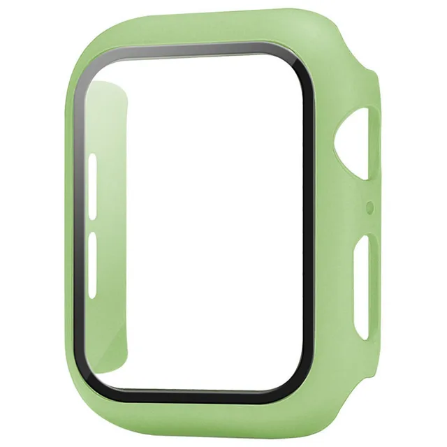 Glass+Case For Apple Watch Serie 7 6 5 4 3 2 1 SE 45mm 41mm iWatch Case 44mm 40mm 38mm 42mm Bumper Screen Protector+Cover Watch Turquoise