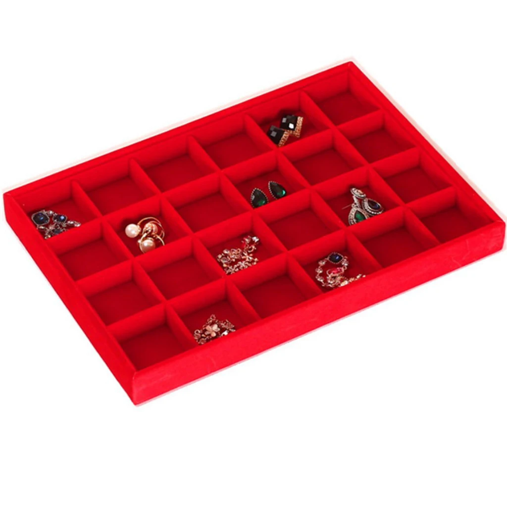 Ring Earring Necklace Jewelry Display Organizer Box Tray Showcase Holder