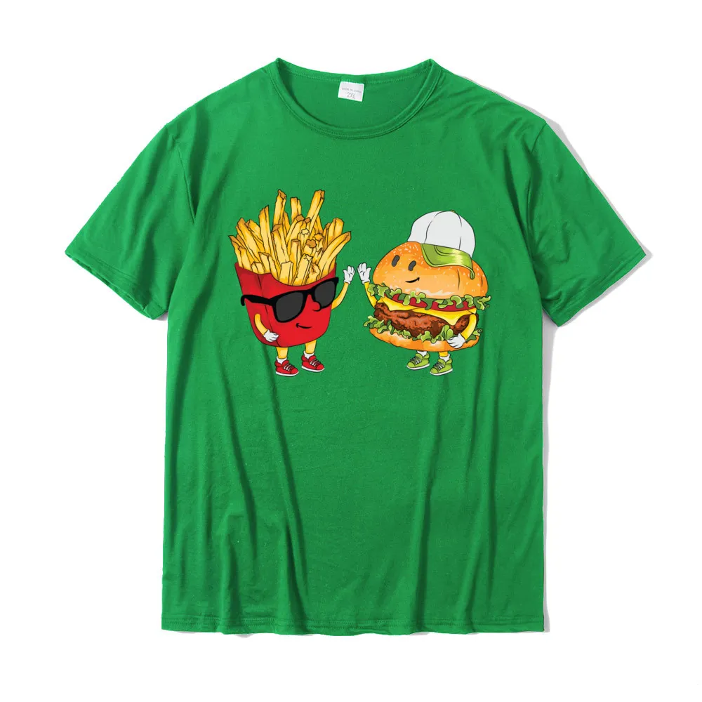 Funny Cotton Tops & Tees for Students comfortable Top T-shirts Family Slim Fit O Neck Tops & Tees Short Sleeve Hamburger Fries High Five Cool Fun Combo Snacks Funny Gift Long Sleeve T-Shirt__19333 green