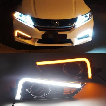 

CSCSNL 1 Pair LED Daytime Running Light LED DRL With Yellow Turning Function yellow car daylight For Honda City 2015 2016