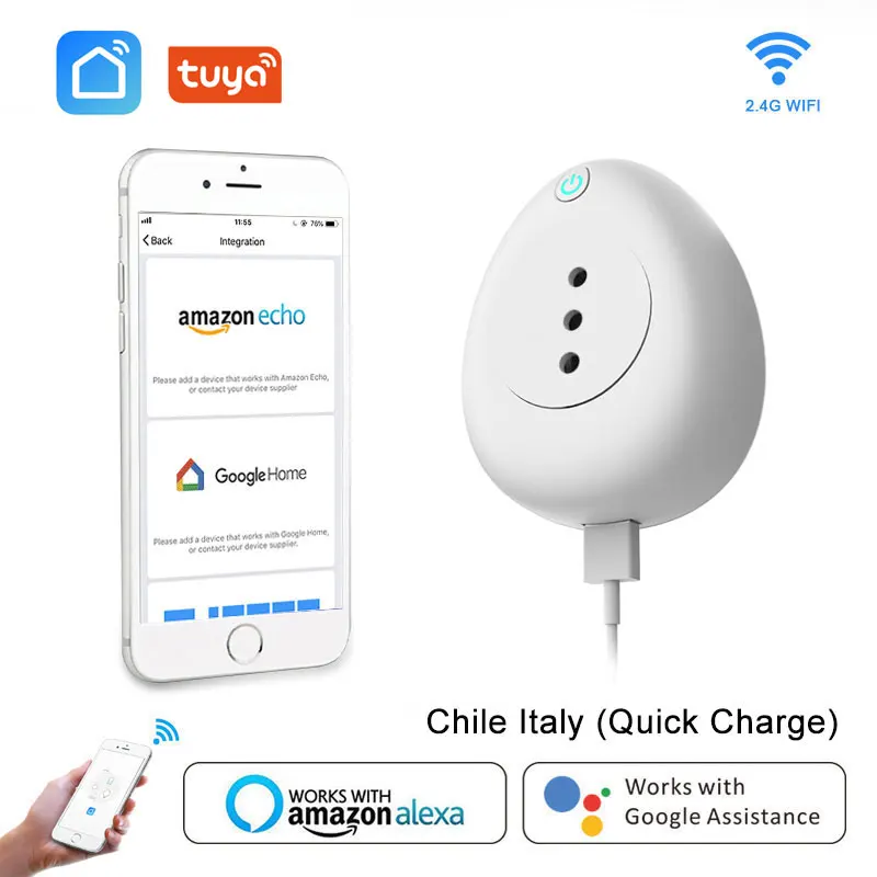 

Smart Plug Wifi Smart Socket 15A Italy Chile Power Monitor Voice Control Works With Google Home Alexa Tuya Smart life APP