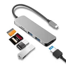 ALLOYSEED 5 в 1 USB-C концентратор type C к USB 3,0 HDMI SD TF карта памяти адаптер док-станция для MacBook Pro type-C Разветвитель USB C концентратор