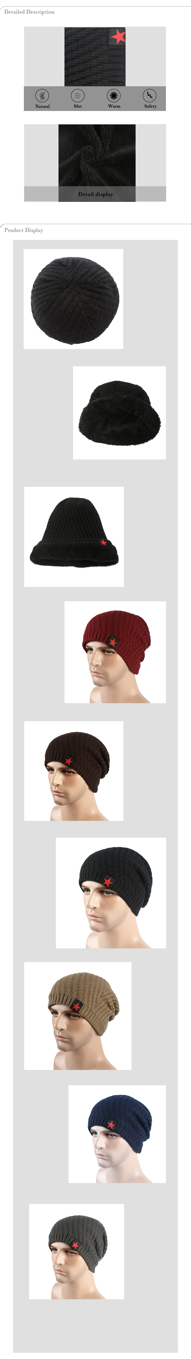 Skullies Beanie Корейская осенняя и зимняя дикая шляпа мужская пятизвездная купольная шерстяная шляпа уличная плюс бархатная вязаная шляпа теплая головная повязка