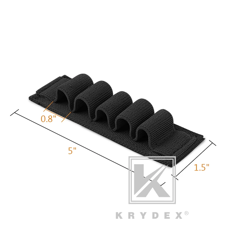 KRYDEX Battery Elastic Storage For Chemlight Shot Shell Tray Pen Holder 5 Holes Hook & Loop Light Stick Elastic Storage Panel BK