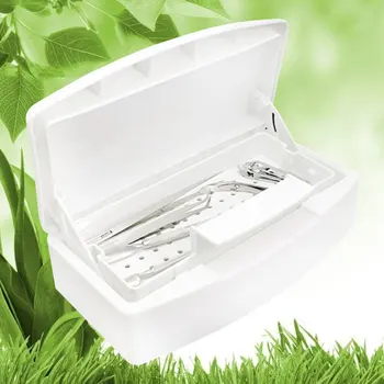 

New Sterilizer Tray Box Sterilizing Clean Nail Art Box Salon Manicure Implement Tool (White)