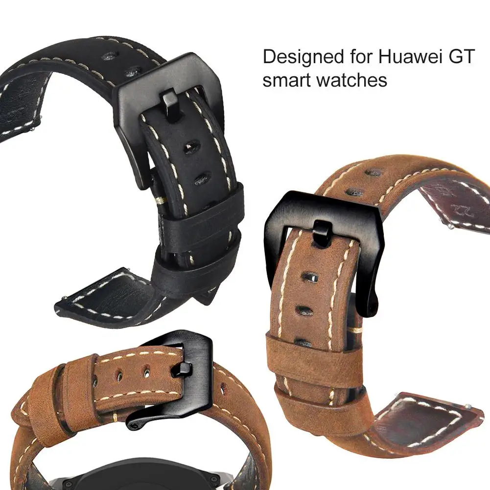 Подлинный кожаный браслет ремешок для huawei Watch GT Смарт часы 22 мм Спорт Замена браслет аксессуары для наручных часов