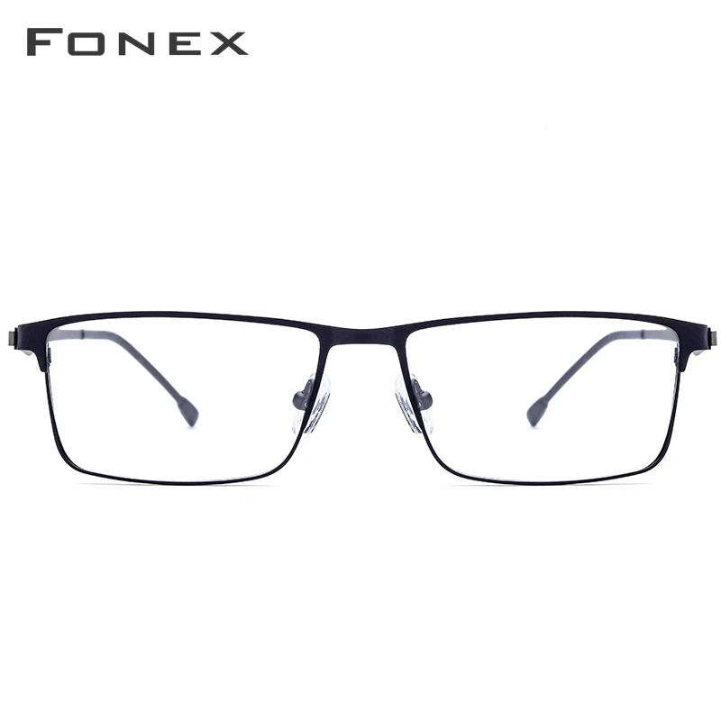 Ceny FONEX okulary z lekkiego stopu ramki mężczyźni Ultralight plac krótkowzroczność okulary korekcyjne ramki metalowe pełne optyczne bezśrubowe okulary