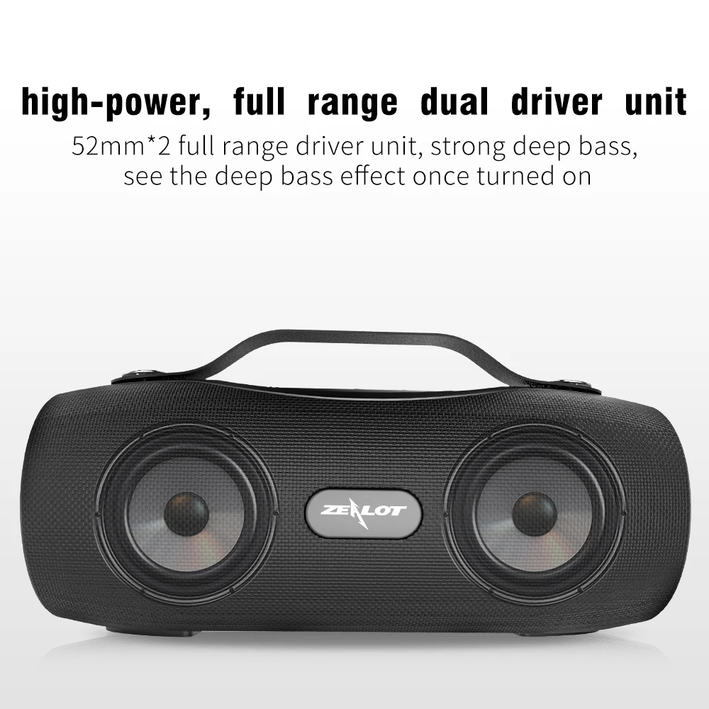 Zealot S29 Bluetooth динамик fm радио беспроводной портативный Boombox банк питания + фонарик