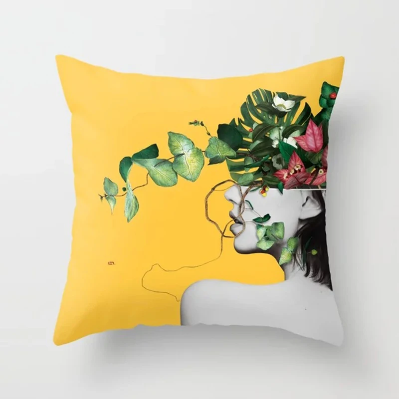 

45*45 Pillow Set Yellow Series Cartoon Polyester Peachskin Decorative Pillow Case Home Deco Sofa Pillow Cover Pillowcase