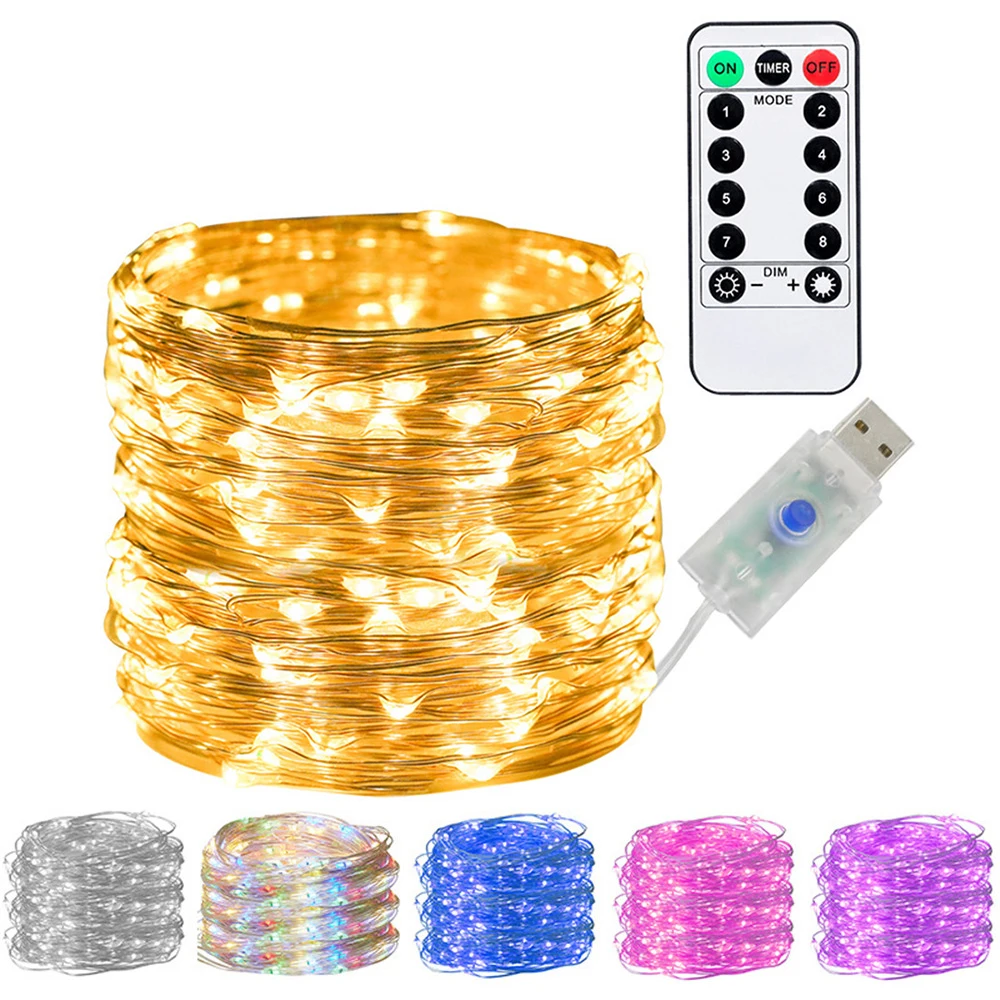 

Fairy Copper Wire String Lights 2/5/10/20M USB Powered Christmas Tree Wedding Party Decoration Holiday Garden Garland LED Lamp