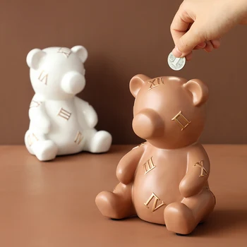 

Teddy Bear Money box great Gift for kids Piggy banks,saving pot money secret storage box Bear Figurine for home decor