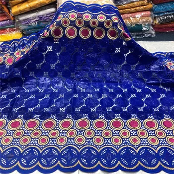 

African bazin riche fabric with brode Latest fashion embroidery basin lace fabric with net lace 5 yards 4L071902
