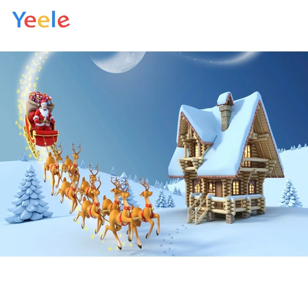 

Yeele Christmas Party Chalet Santa Claus Elk Winter Photography Backdrops Personalized Photographic Backgrounds For Photo Studio