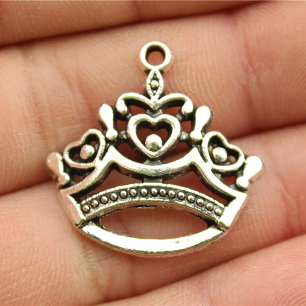 15 piezas encantos corona plata antigua princesa corona colgantes para  pulseras corona Imperial encantos
