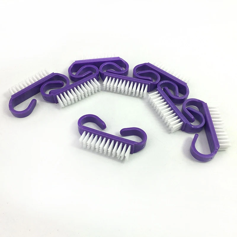 Remover a Poeira Escova de Unha Limpa para Cuidados com as Unhas Roxo Profissional Unha Limpeza Macia Ferramenta Arquivo Manicure Pedicure Escova 50 Pçs 5 Escovas de unhas