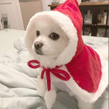 

Christmas pet clothes cute solid color dog and cat shawl cloak pet clothes Trench