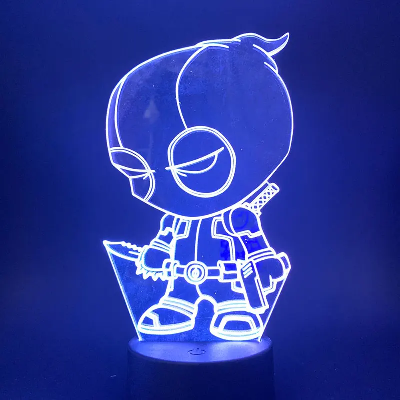 Q-version Дэдпул 3D лампа ночник 7 цветов сенсорная кнопка настольная лампа USB Освещение сна Декор для спальни подарки для детей Прямая поставка