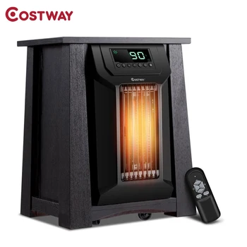 

COSTWAY 1500W 12H Led Infrared Space Heater Timer Caster Portable Electric Display Digital Quartz Black Home Heaters