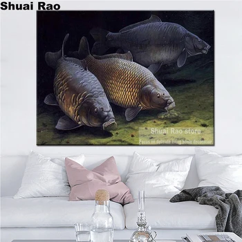 

DIY 5D Diamond Painting "carp fish" diamond mosaic Full square round drill all Set Rhinestone Cross Stitch animals home painting