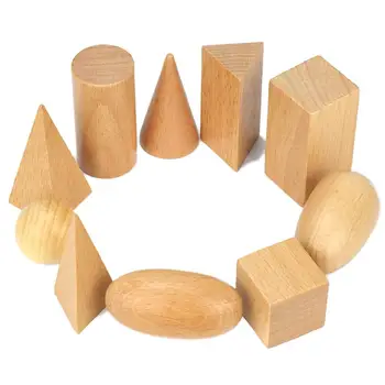

10Pcs/Set Wooden 3D Geometric Solids Learning Aids Kids Educational Toys Math Toy Resources Girls Boys Gift