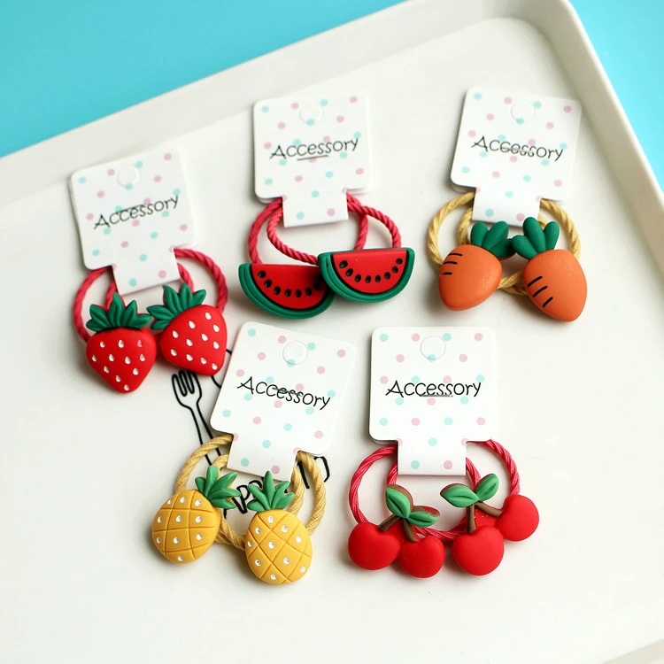 2PCS New Cherry Radish Princess Lovely Headwear Cartoon Kids Elastic Hair Bands Children Ropes Girls Accessories Baby Headdress |