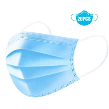 

With Separate Box 50PCS Disposable Protective Mask 3Layer Non-woven Fabric Disposable Mouth Face Masks Men Women Anti Dust Mask