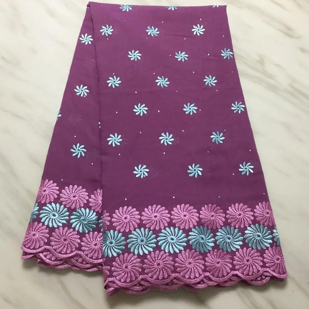 Швейцарский хлопковой отделкой Обувь с цветочной вышивкой С камнями 5 ярдов