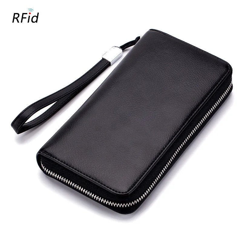 

Unisex Card Holder Wallet Genuine Leather RFID Long Wallets Credit Card Holder Zipper Purse Passport Cover for Men and Women