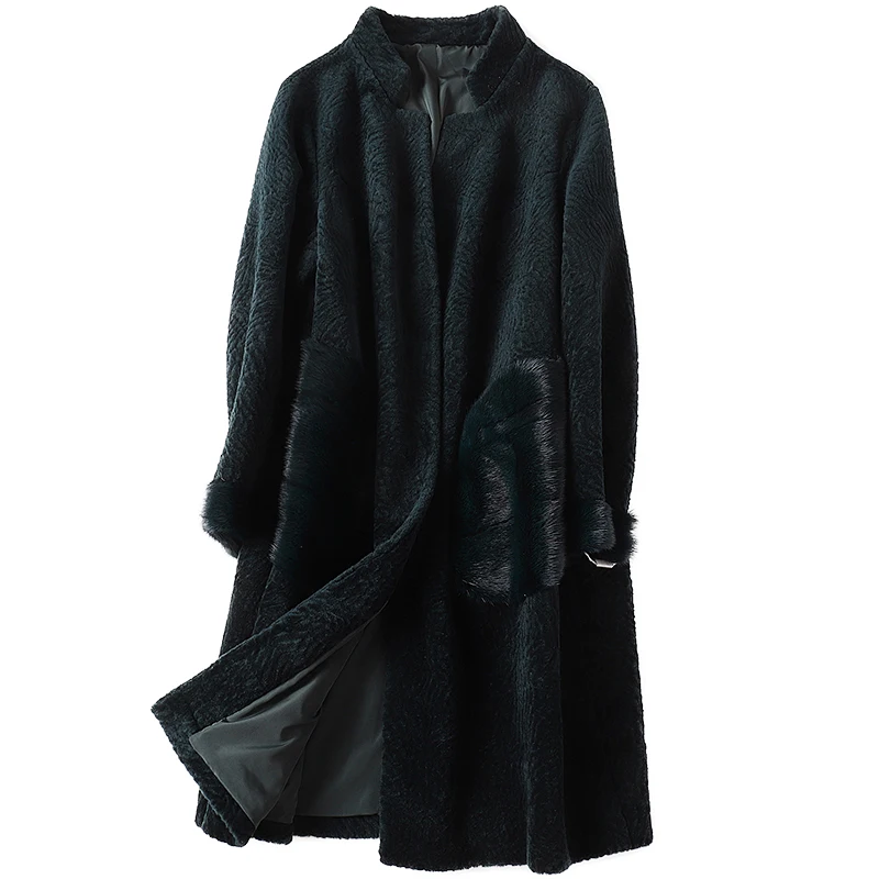 Настоящее меховое пальто из норки с меховым карманом шерстяная куртка