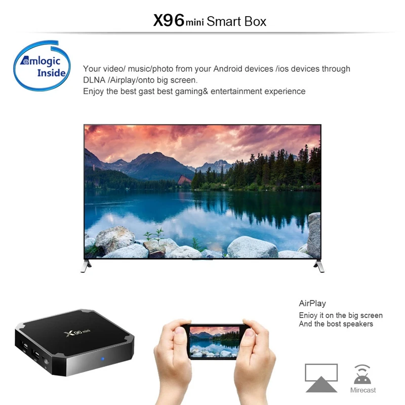 AABB-X96 мини 4K tv Box Android 7.1.2 интернет медиаплеер 2,4 GHz WiFi 16G EU plug