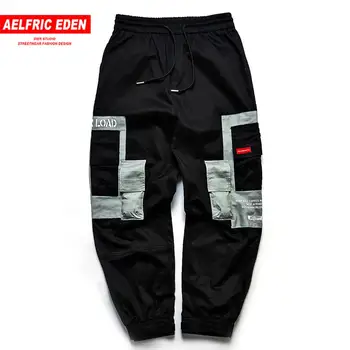 

Aelfric Eden Hip Hop Multi Pockets Patchwork Cargo Pants Hip Hop Harajuku Streetwear Elastic Waist Casual Mens Trousers Joggers