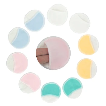 

10pcs Less Waste Washable With Net Bag Random Color Soft Reusable Facial Cleaning Skin Care Makeup Remover Pad Bamboo Fiber Pads