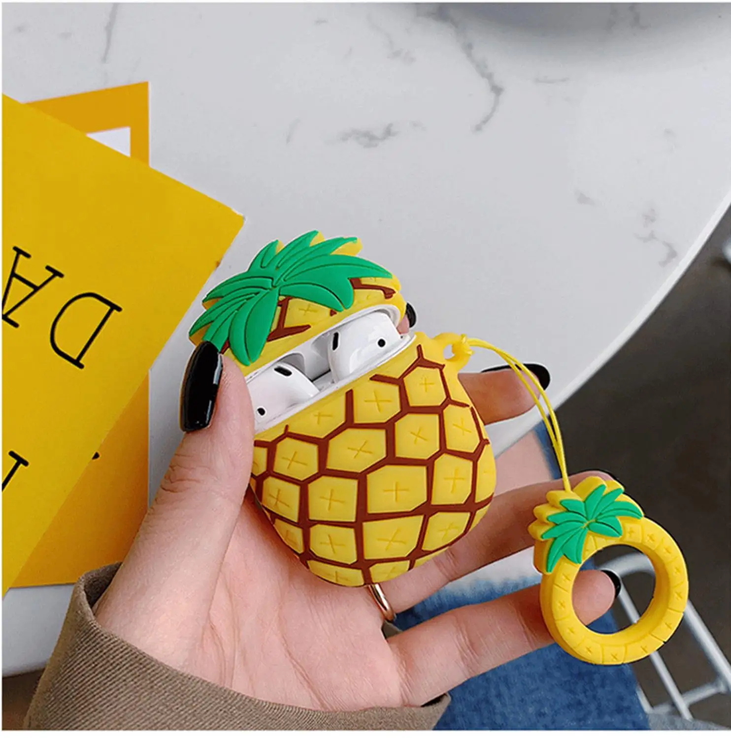 3D зыбучий песок ананас авокадо клубника беспроводной Bluetooth гарнитура силиконовый чехол для Airpods Earphne Ударопрочный Мягкий чехол - Цвет: E