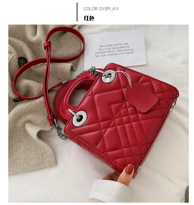 Женская сумка новая известная роскошная дизайнерская сумка-мессенджер сумка через плечо маленькая сумка квадратная сумка - Цвет: Красный