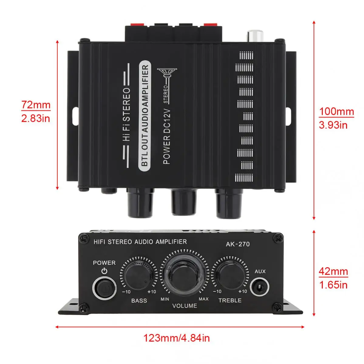 2 x 20W Power Amplifier Audio Karaoke Home Theater Amplifier 2 Channel Bluetooth-compatible Class D USB/SD AUX Input